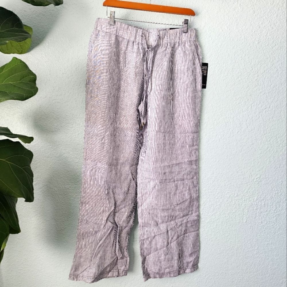 Style and Co linen relaxed wide leg m8d rise comfort waist pants